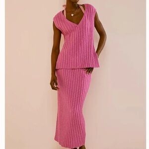 Free People Veda Sweater Ribbed Set- PINK